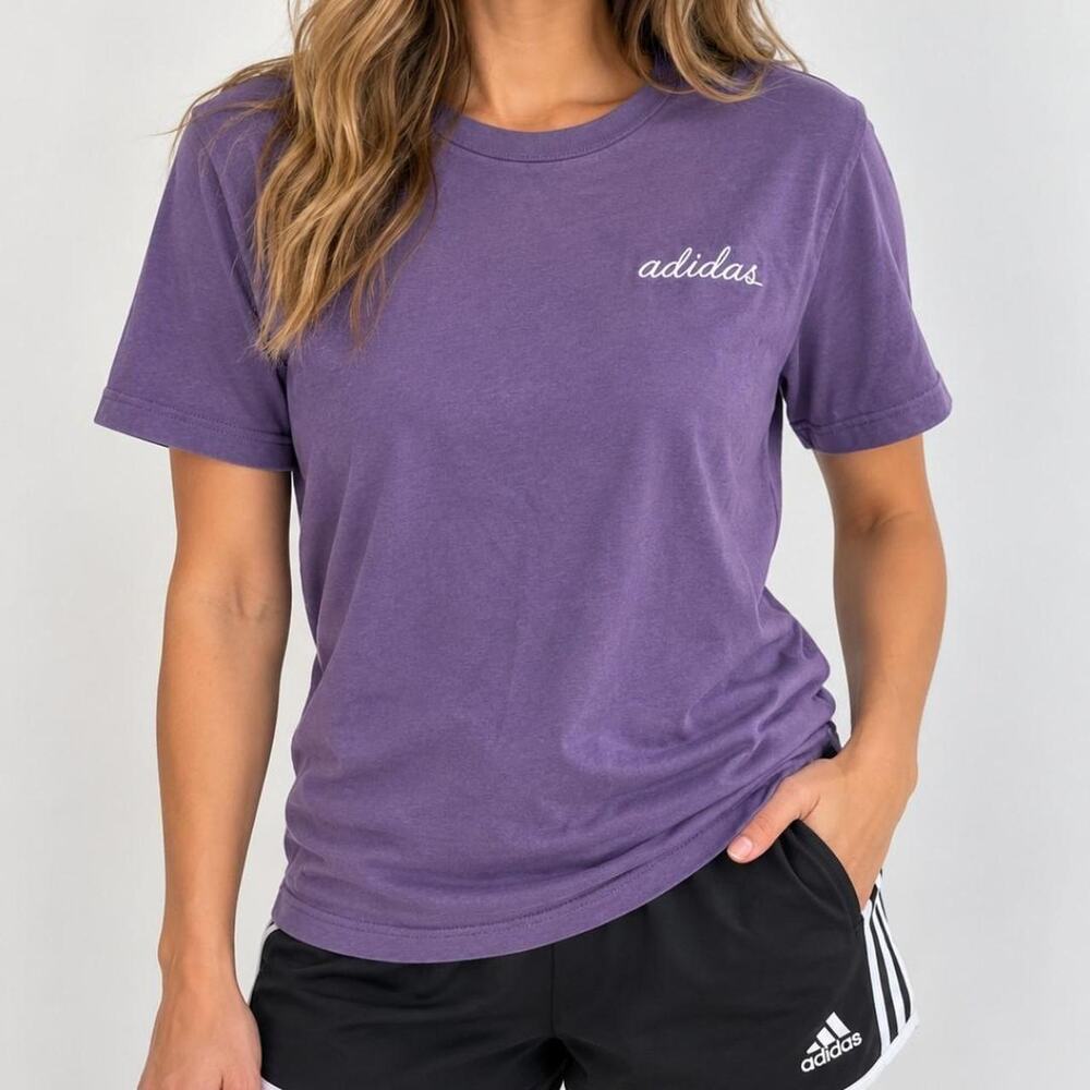 Purple adidas t shirt with white